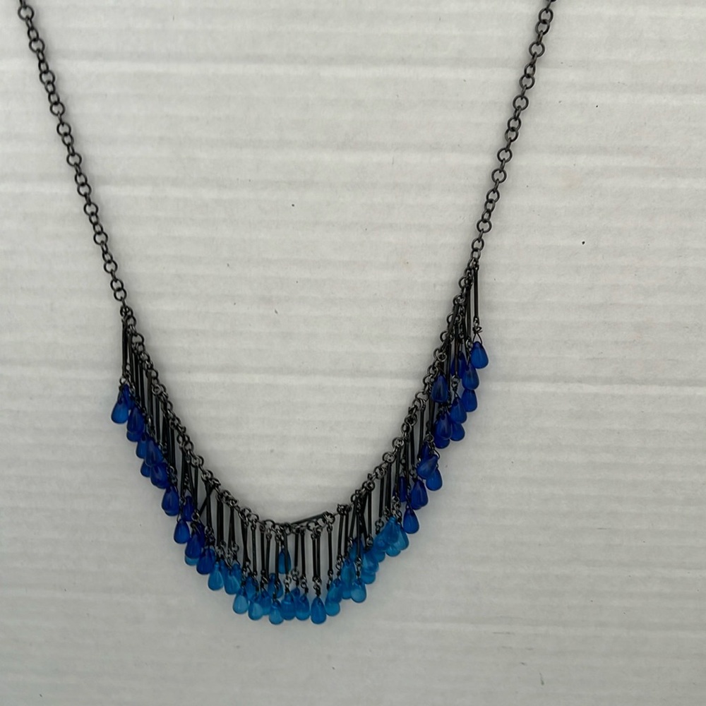 Coldwater Creek Lush Drops Two-Tone Blue Necklace. NWT.  Length 34-36”